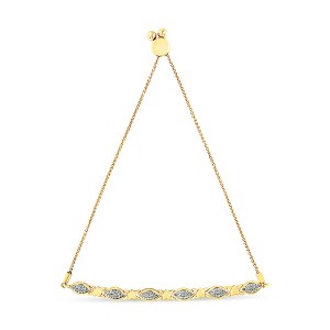 Haus of Brilliance Silver Diamond Accent Alternating Marquise Shape and Heart Links Bolo Bracelet - 1 of 4