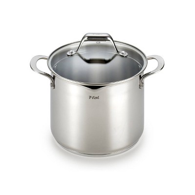T-fal Simply Cook Stainless Steel Cookware, 6qt Stockpot with Lid,  Silver