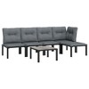 vidaXL Patio Lounge Set Sofa for Garden or Lawn, Black and Gray Poly Rattan, Modular Outdoor Furniture - 3 of 4