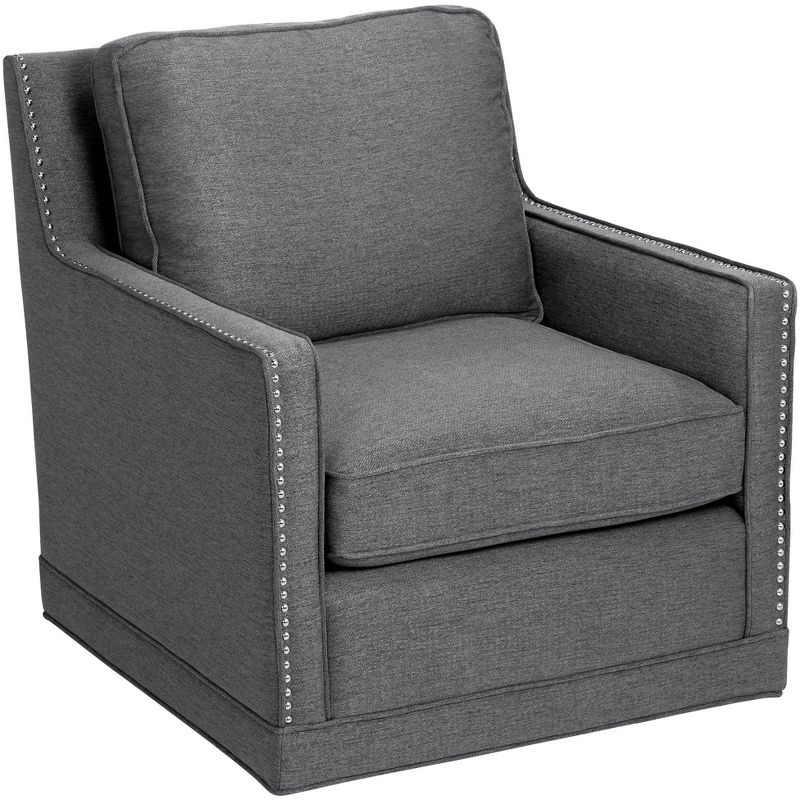 Studio 55D Clinton Mica Gray Linen Fabric Swivel Chair, 1 of 10