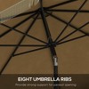 MOEPISY 9ft Patio Umbrella with Push Button Tilt and Crank, Ruffled Outdoor Market Table Umbrella with Tassles and 8 Ribs, for Garden, Deck, Pool, Tan - 2 of 4