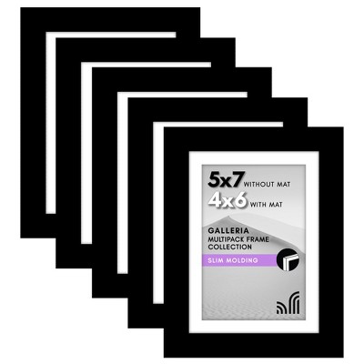 Americanflat 5x7 Picture Frame with Polished Plexiglass - Set of 5 - Use as 4x6 Frame with Mat or Display 5x7 Photo Without Mat