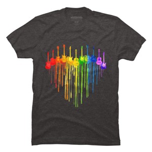 Design By Humans Guitar Heart Music Pride By ToruSanogawa T-Shirt - Charcoal Heather - Small - 1 of 2