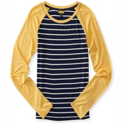 Aeropostale Womens Striped LS Graphic T-Shirt