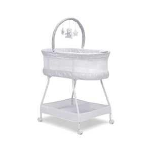 Children Curve Bassinet, White/Grey, Mesh Sides, Sound & Vibration, Lockable Wheels - 1 of 1
