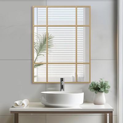 PexFix 56"x28" Ironwork right-angle  golden window grille hanging mirror