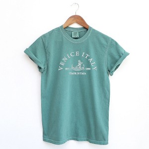 Simply Sage Market Women's Embroidered Venice Italy Short Sleeve Garment Dyed Tee - 1 of 3