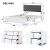 4-Pieces Bedroom Sets Queen Size Upholstered Bed with LED Lights, Mirrored Nightstands and Dresser with Metal Handles and Legs-Maison Boucle - 3 of 4