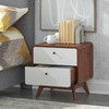 Cassie Mid-Century Modern Nightstand Walnut/White - Buylateral: Solid Wood Legs, Laminated Surface - 3 of 4