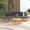vidaXL Garden Lounge Set Dark Grey Bamboo and Polyester Medium Modular - 2 of 4