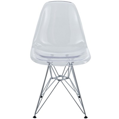 Clear Parisian Molded Plastic 19"x32" Side Chair