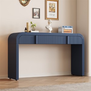 55" Modern Console Table, Sideboard Storage Cabinet With 2 Drawers, Rounded Smooth Surface Glossy Console Table For Living Room, Dining Room, Entryway - 1 of 4