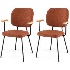 ADILE Modern Fabric Dining Chair, Padded Armchairs with Linen Fabric, Set of 2 - 1 of 3