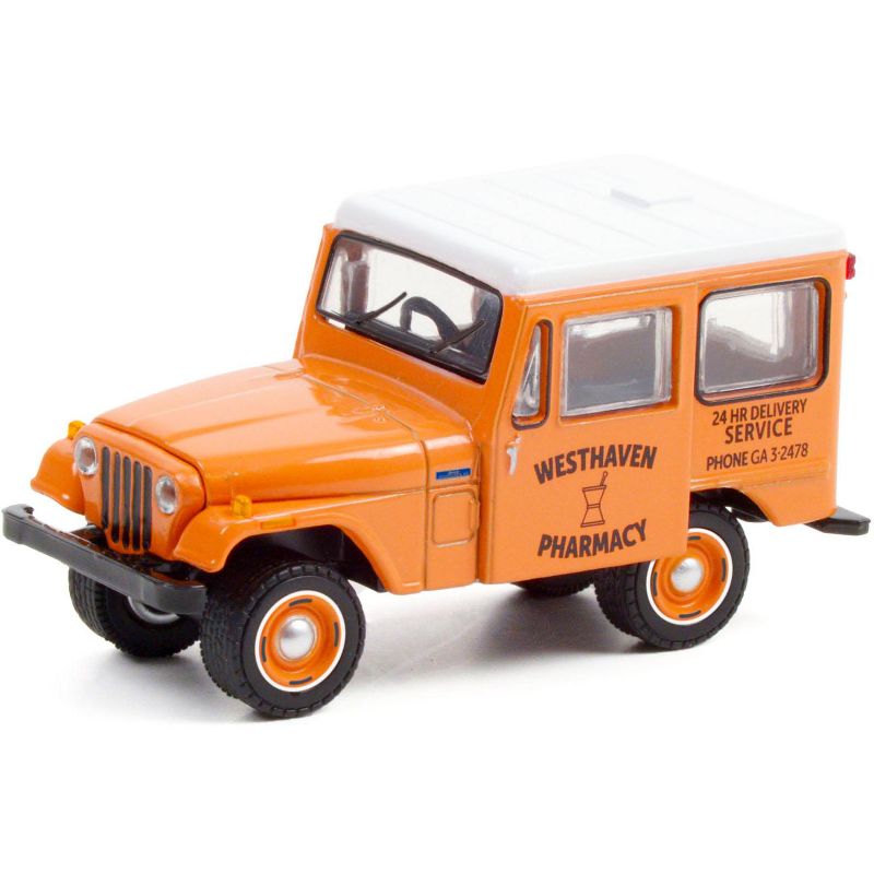 1974 Jeep DJ-5 "Westhaven Pharmacy" Orange with White Top "Blue Collar Collection" Series 9 1/64 Diecast Model Car by Greenlight, 2 of 4