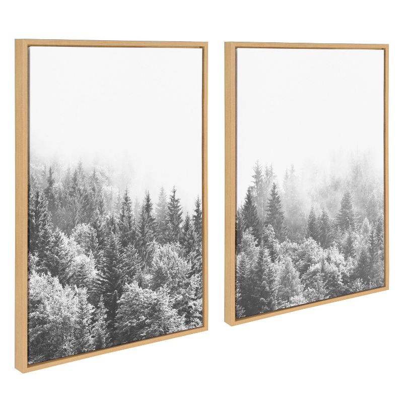 (Set of 2) 23&#34; x 33&#34; Sylvie Forest On A Foggy Day Black and White Framed Canvas Natural - Kate &#38; Laurel All Things Decor, 3 of 8