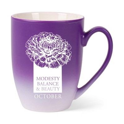 Elanze Designs Modesty Balance And Beauty Two Toned Ombre Matte Purple and White 12 ounce Ceramic Stoneware Coffee Cup Mug