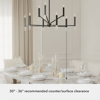 Matte Black 9-Light Modern Candle Chandelier