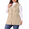 Agnes Orinda Women's Plus Size Lapel Suede Long Sleeveless Fashion Vest - 2 of 4