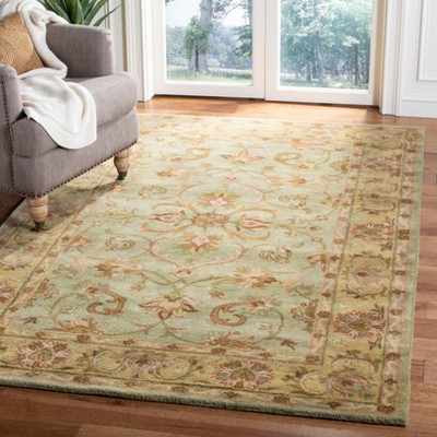 Elegant Heritage Green & Gold 4' x 6' Hand-Tufted Wool Area Rug