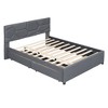 Luxury Linen Upholstered Bed with Stylish Brick Headboard & Twin XL Trundle - Dream Bedroom Essential - 2 of 4