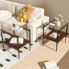 FONTOI Coffee Table Set of 3 with Glass Tabletop&Layer, Modern Table for Living Room Bedroom Office, Clear&Brown, 22.84"*16.73"*38.58" - 2 of 4