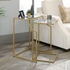 2pc International Lux Nesting Accent Tables Satin Gold - Sauder: Glass Top, Metal Frame, Modern Style - 3 of 4