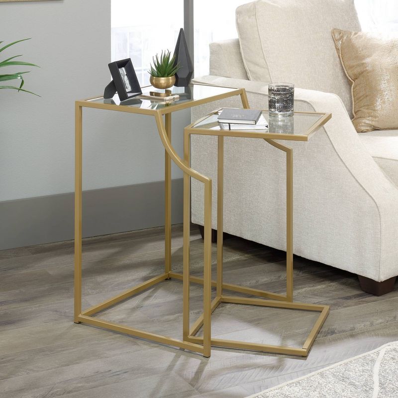 2pc International Lux Nesting Accent Tables Satin Gold - Sauder, 4 of 8