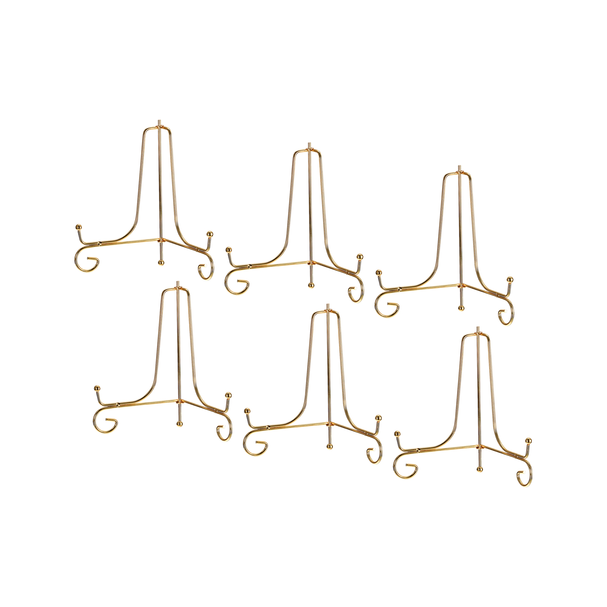 Unique Bargains Iron Adjustable Retro Picture Frame Decorative Easels or Stands 6 Pcs Gold 6 Inch