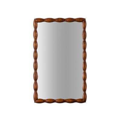 YUHAO Mid-Century Modern Mirror with Solid Wood Frame, Wall-Mounted High-Definition Non-deformable Mirror