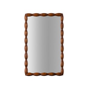 YUHAO Mid-Century Modern Mirror with Solid Wood Frame, Wall-Mounted High-Definition Non-deformable Mirror - 1 of 4
