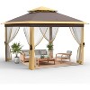 11''X11'' Metal Gazebo, Outdoor Gazebo, with 4 Pieces Mosquito Netting & Zipper Door, Water & UV Resistant - 2 of 4