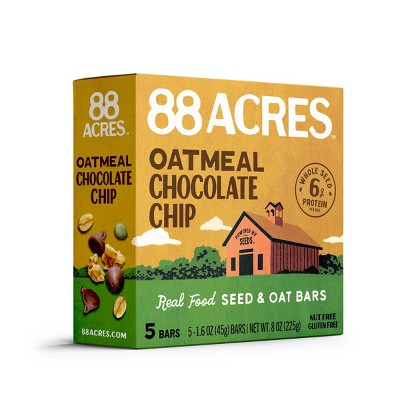 88 Acres Oatmeal Chocolate Chip Seed & Oat Granola Bars - 6g Protein - 8oz/5ct