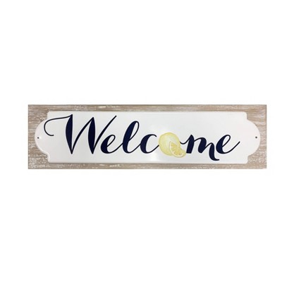 7" x 27" Lemon Welcome Sign Enamel on Wood - New View