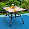 5pc Outdoor Dining Set with Chairs with Seat & Back Cushions & Square Table with Faux Wood Tabletop with Umbrella Hole - Captiva Designs - 2 of 4