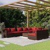 vidaXL 9-Piece Poly Rattan Patio Lounge Set – Brown Outdoor Sofa Set Featuring Sturdy Steel Frame and Comfortable Cushions for Leisure Time - 2 of 4