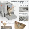LunaLulinlk 3-in-1 Stainless Steel Cat Litter Box with Lid, 2 Scoops and Filter Pedal - 3 of 4