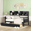 Daybed with Storage Drawers and Bedside Shelves, Solid Wood Sofa Bed for Bedroom or Living Room-Baofuwish - 2 of 4