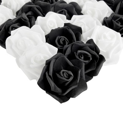Juvale 50-pack Artificial Black Roses, Stemless Silk Flowers For