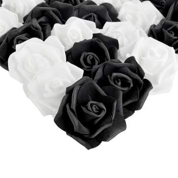 Bright Creations 100 Pack Stemless Foam Flowers, 3 Inch Black and White Roses Artificial for Decorations, Crafts, Wedding Receptions, 50 of Each Color