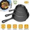 Angel Sar 3-Piece Pre-Seasoned Cast Iron Skillet Set, 6/8/10 Inch Non-Stick Oven Safe Skillets, Indoor/Outdoor Frying Pans - 4 of 4