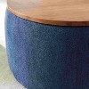 Racxily Storage Ottoman - Round, 2-in-1 End Table/Ottoman, Eucalyptus Frame, MDF/Oak Top, No Assembly, 250Lbs Capacity, Home Accent,Navy - 2 of 4