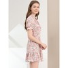 Allegra K Women's Summer Chiffon Ruffle Tie Neck Puff Short Sleeve Floral Dress - 4 of 4
