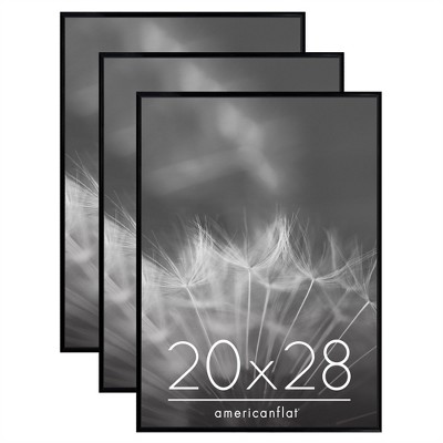 Americanflat 20x28 Picture Frame with Polished Front Cover, Set of 3, Slide-In Photo Frame with Buildable Molding, Fusion Collection, Black