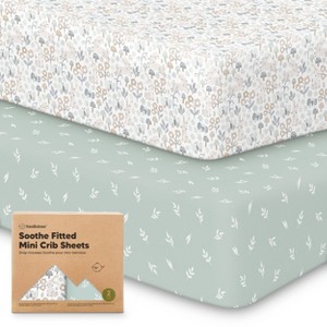 KeaBabies Mini Crib Sheets for Baby Girls, Boys, 2-Pack Soothe Pack and Play Sheets Fitted, Organic Pack N Play Mattress Sheet - 1 of 4