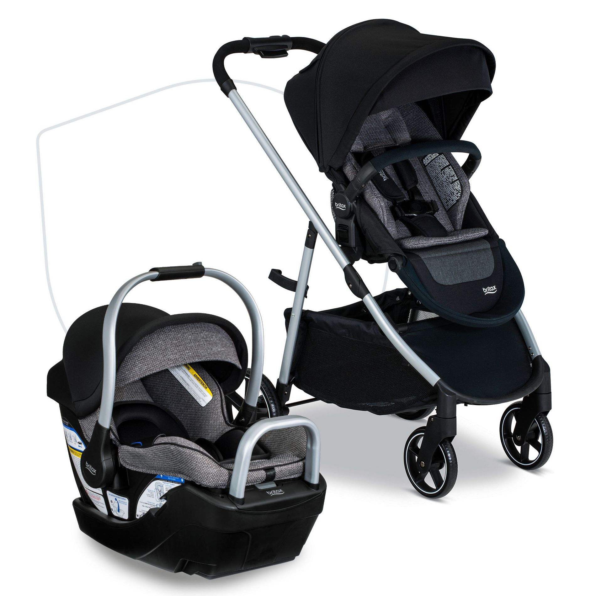 Britax Willow Grove SC Baby Travel System - Pindot Onyx: Infant Car Seat, Adjustable Handle, One-Hand Fold