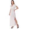 24seven Comfort Apparel Womens Flutter Sleeve Metallic Knit Maxi Dress Front Slit Empire Waist - 2 of 4