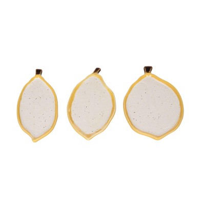 Transpac Ceramic Lemon Trinket Plates Set of 3 Home Decorations Spring