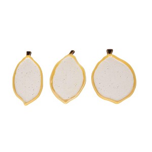 Transpac Ceramic Lemon Trinket Plates Set of 3 Home Decorations Spring - 1 of 1