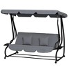 Resenkos 3-Seat Swing Chair, Convertible Flatbed Glider With Adjustable Canopy, Wine Red - 2 of 4