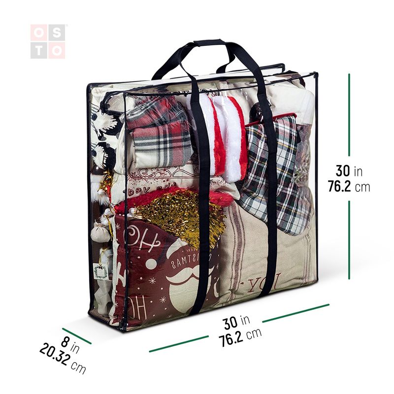 OSTO Holiday Accessory Bag Holds Various Holiday Accessories; Bag Is of Clear PVC, Has Durable Zipper, and A Pair of Carry Handles, 3 of 5